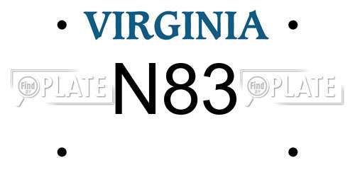 N83 Virginia License Plate