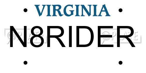 N8RIDER Virginia License Plate