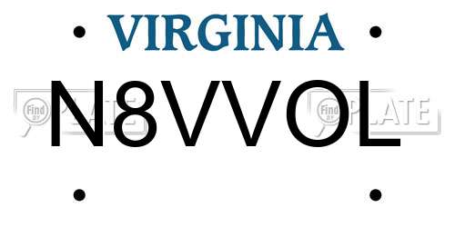N8VVOL Virginia License Plate