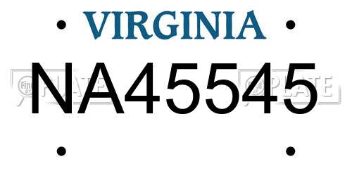 NA45545 Virginia License Plate