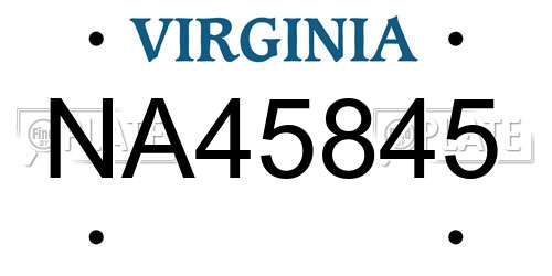 NA45845 Virginia License Plate