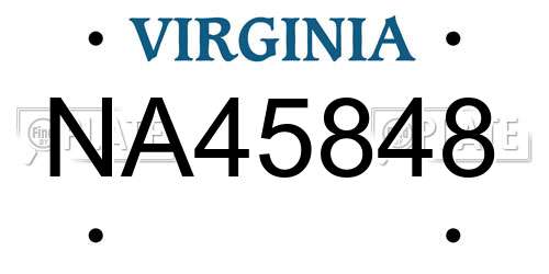 NA45848 Virginia License Plate