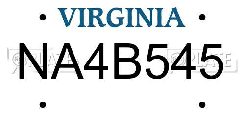 NA4B545 Virginia License Plate