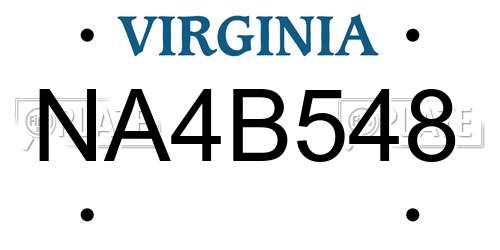 NA4B548 Virginia License Plate