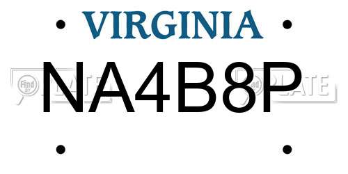 NA4B8P Virginia License Plate