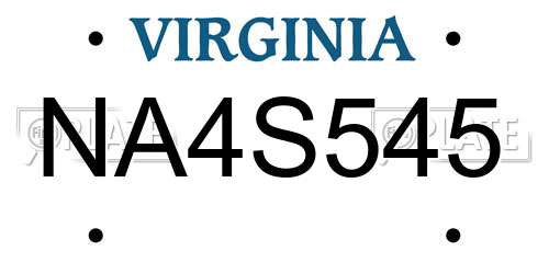 NA4S545 Virginia License Plate
