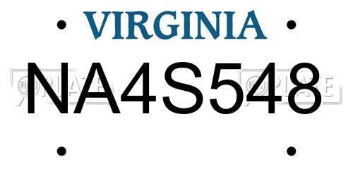 NA4S548 Virginia License Plate