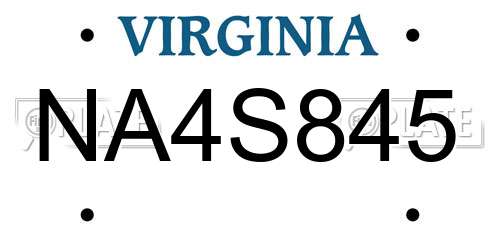 NA4S845 Virginia License Plate
