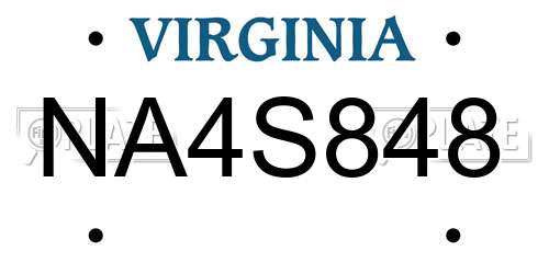 NA4S848 Virginia License Plate