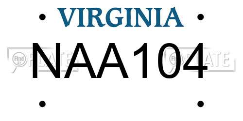NAA104 Virginia License Plate