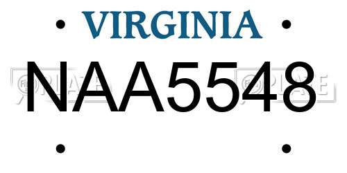 NAA5548 Virginia License Plate