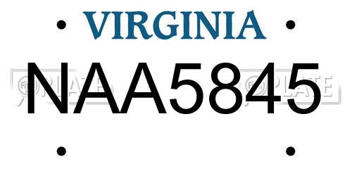NAA5845 Virginia License Plate