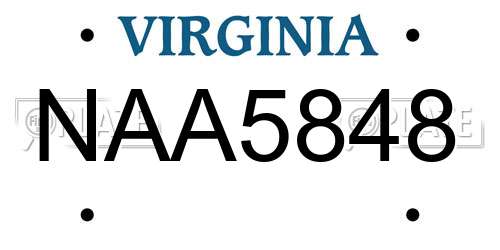 NAA5848 Virginia License Plate