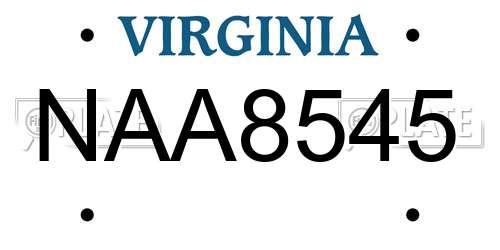 NAA8545 Virginia License Plate