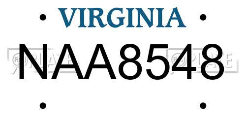 NAA8548 Virginia License Plate