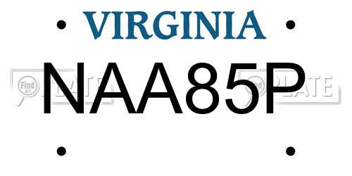 NAA85P Virginia License Plate