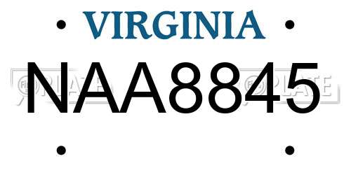 NAA8845 Virginia License Plate