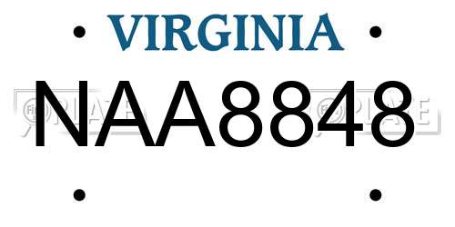 NAA8848 Virginia License Plate