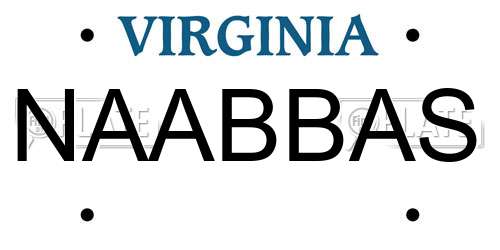NAABBAS Virginia License Plate