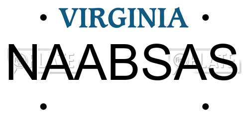 NAABSAS Virginia License Plate