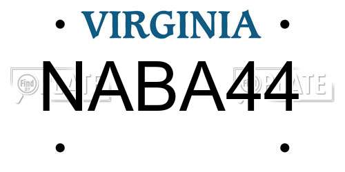 NABA44 Virginia License Plate