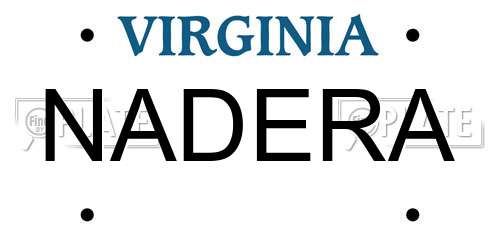 NADERA Virginia License Plate
