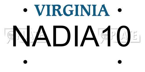 NADIA10 Virginia License Plate