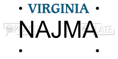 NAJMA Virginia License Plate