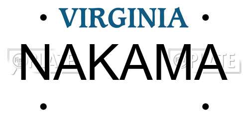 NAKAMA Virginia License Plate