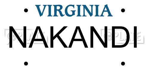 NAKANDI Virginia License Plate