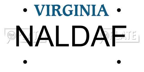 NALDAF Virginia License Plate