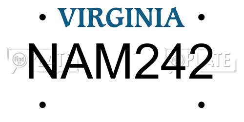 NAM242 Virginia License Plate