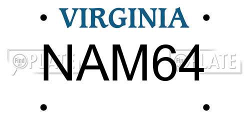 NAM64 Virginia License Plate