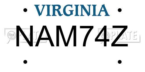 NAM74Z Virginia License Plate