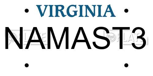 NAMAST3 Virginia License Plate