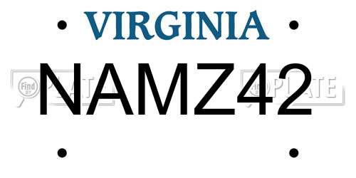 NAMZ42 Virginia License Plate