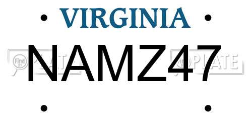 NAMZ47 Virginia License Plate