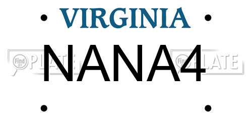 NANA4 Virginia License Plate