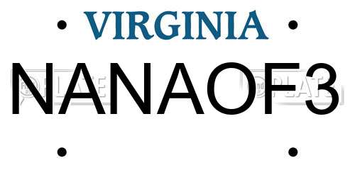 NANAOF3 Virginia License Plate