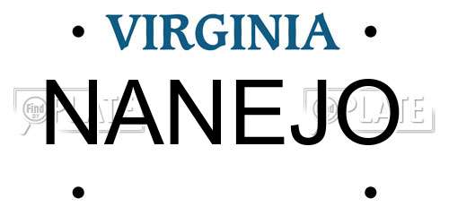 NANEJO Virginia License Plate