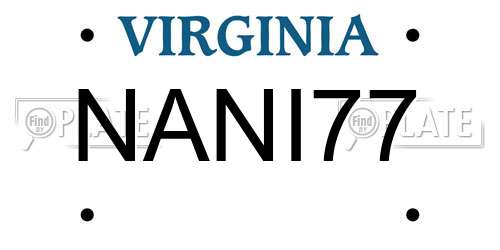 NANI77 Virginia License Plate