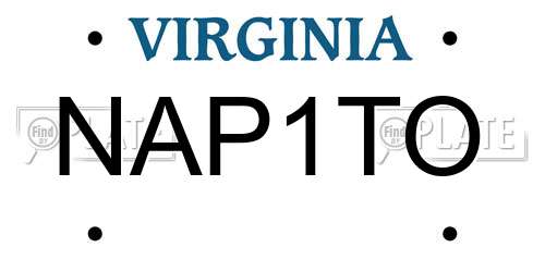 NAP1TO Virginia License Plate