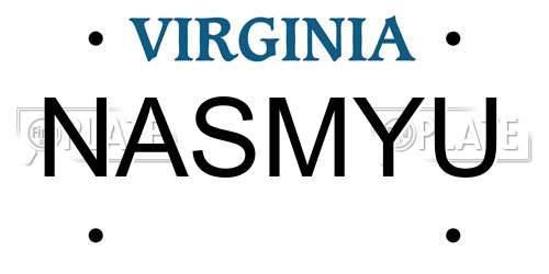 NASMYU Virginia License Plate