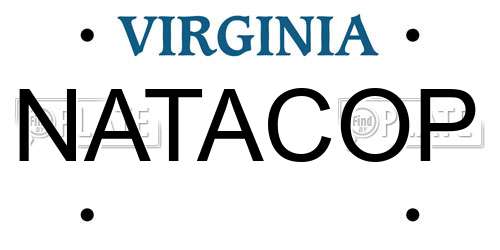 NATACOP Virginia License Plate