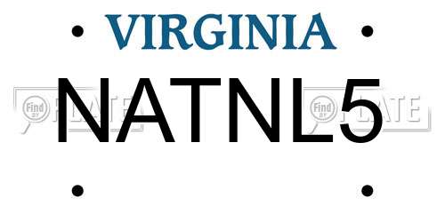 NATNL5 Virginia License Plate