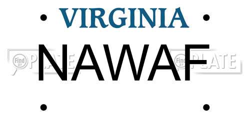 NAWAF Virginia License Plate