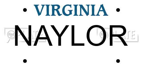 NAYLOR Virginia License Plate