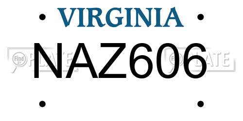 NAZ606 Virginia License Plate
