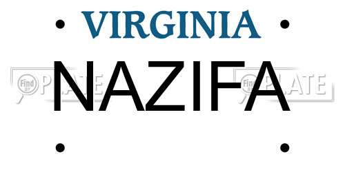 NAZIFA Virginia License Plate
