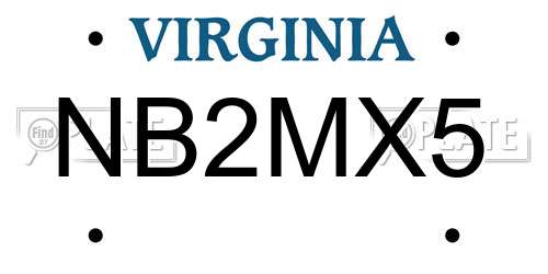 NB2MX5 Virginia License Plate
